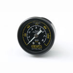 GFB 5730 mechanical fuel pressure gauge with a 40mm face, 0-120 PSI scale, and 1/8 MPT threaded connection.