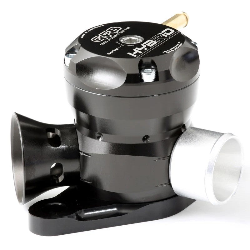 GFB Hybrid TMS T9201 Dual Port valve for Subaru WRX and Legacy GT featuring staged atmospheric and recirculating ports.