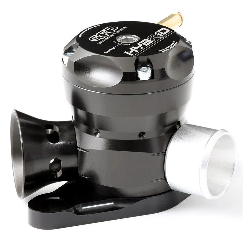 GFB Hybrid TMS dual port diverter valve with 20mm inlet and outlet for Audi, VW, and Saab 1.8T and 2.3T engines