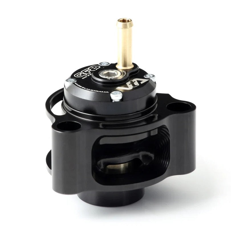 GFB VTA performance blow-off valve with black anodized finish for 2016-2018 Ford Focus RS