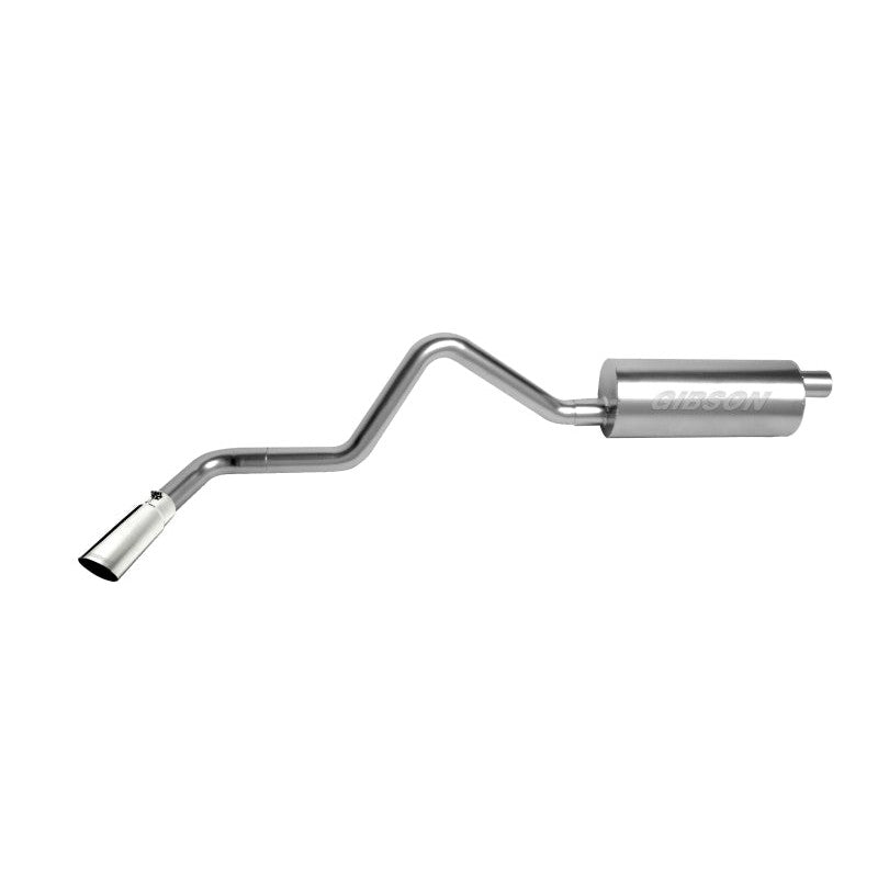 Gibson stainless steel cat-back exhaust with 2.25-inch mandrel-bent tubing and polished slash-cut tip for 00-02 Nissan Xterra.
