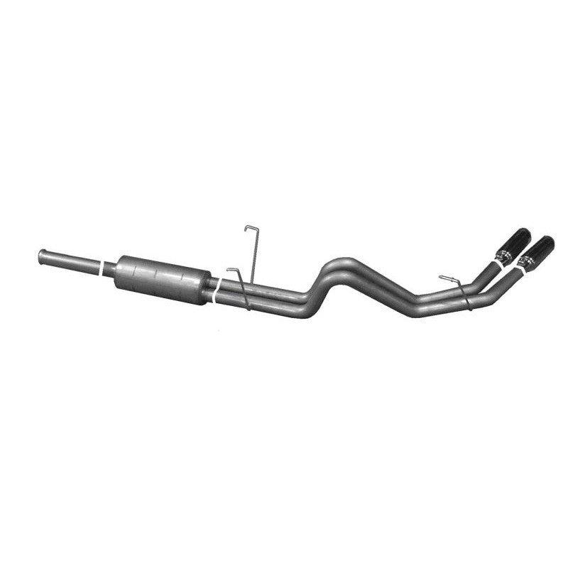 Gibson 7100 Dual Sport cat-back exhaust system with aluminized mandrel-bent tubing and dual polished stainless tips.