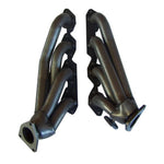 Gibson 409L stainless steel performance header with 1-3/4 inch mandrel-bent tubing and laser-cut flanges.