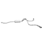 Gibson 9704 Dual Extreme Cat-Back Exhaust with aluminized tubing, baffled muffler, and polished stainless tips.