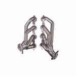 Silver ceramic coated performance headers with mandrel-bent tubing and laser-cut flanges for GM 5.3L engines