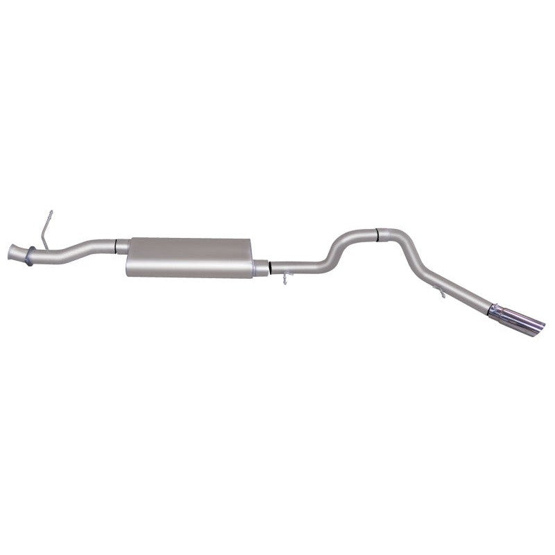 Gibson stainless steel 3-inch cat-back exhaust system with a polished slash-cut tip and Superflow muffler.
