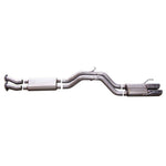 Gibson 3-inch aluminized cat-back dual exhaust system with Superflow muffler and polished stainless steel tips.