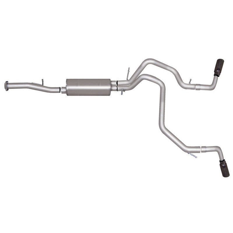 Gibson Dual Extreme 2.25 inch aluminized cat-back exhaust system with polished stainless tips and Superflow CFT muffler.