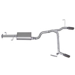 Gibson aluminized dual split cat-back exhaust system with polished stainless tips for 2007-2014 Toyota FJ Cruiser.