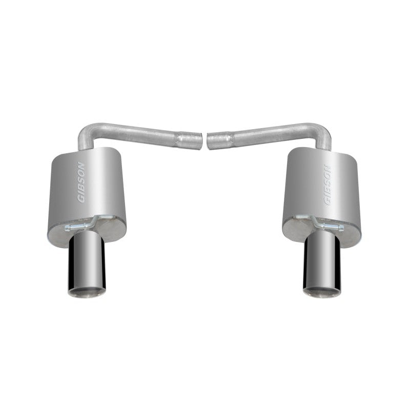 Gibson stainless steel axle-back exhaust system with black ceramic tips and Superflow CFT muffler