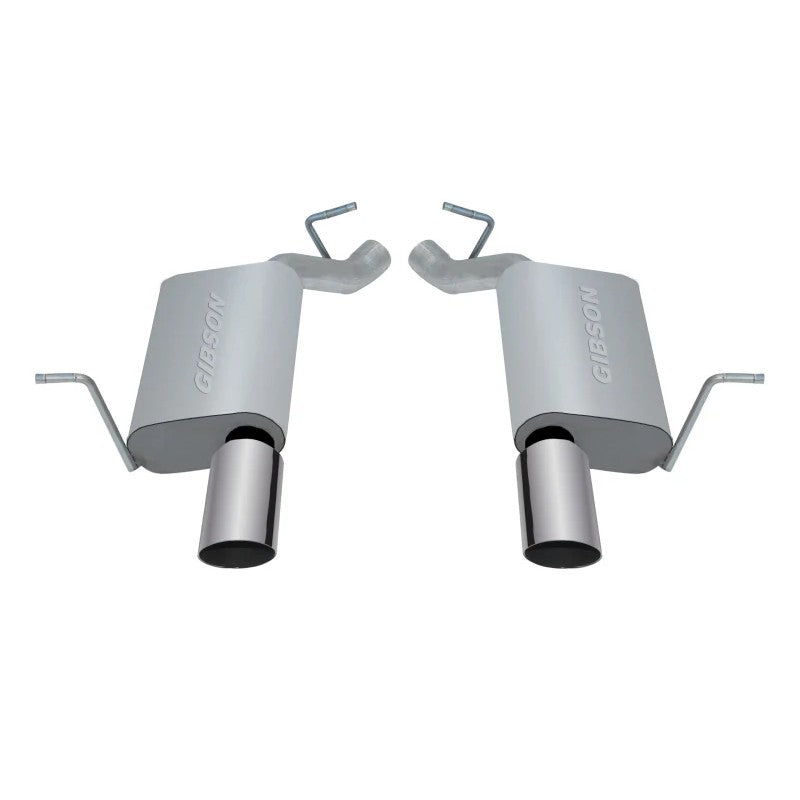 Gibson stainless steel dual axle-back exhaust system with black ceramic slash-cut tips for 2011-2022 Jeep Grand Cherokee.