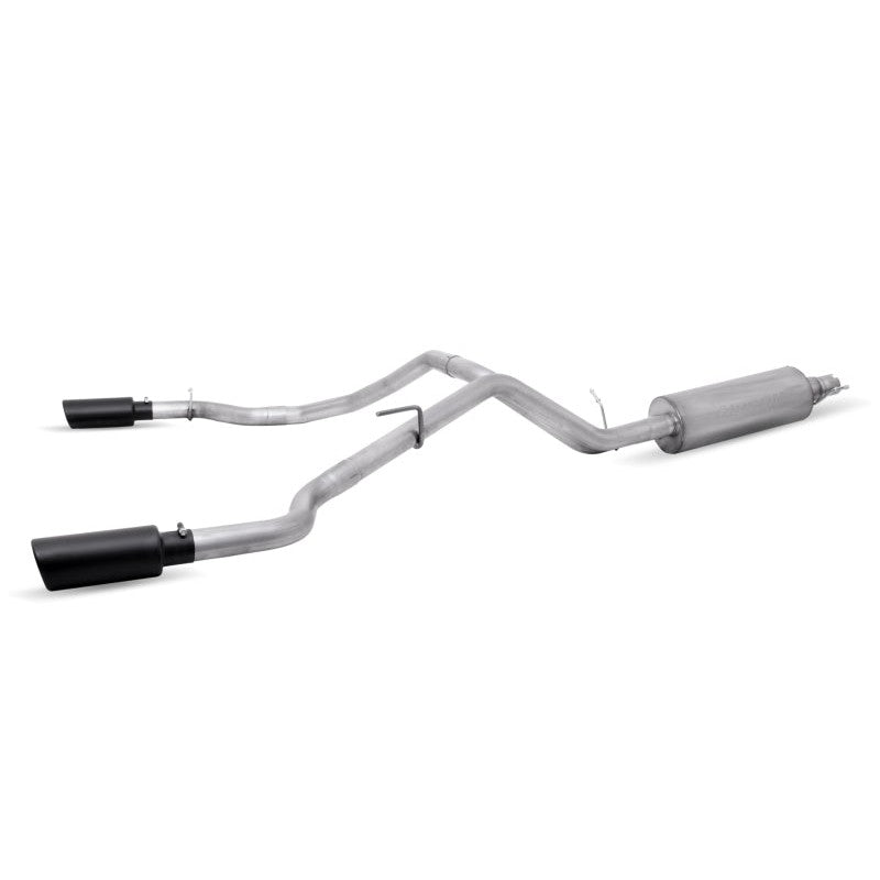 Gibson Black Elite cat-back exhaust system with split rear dual exit and black ceramic tips for 2019-2024 Ford Ranger