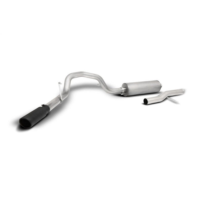 Gibson Black Elite cat-back exhaust system with 3.5 inch stainless mandrel-bent tubing and dual black ceramic coated tips