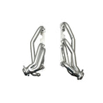 Gibson silver ceramic coated performance headers with heavy-duty laser cut flanges and 16 gauge mandrel bent tubing.