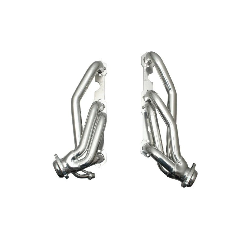 Gibson silver ceramic coated performance headers with heavy-duty laser cut flanges and 16 gauge mandrel bent tubing.