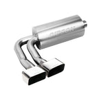 Gibson stainless steel Super Truck cat-back exhaust with dual front-of-tire exit pipes and polished tips.