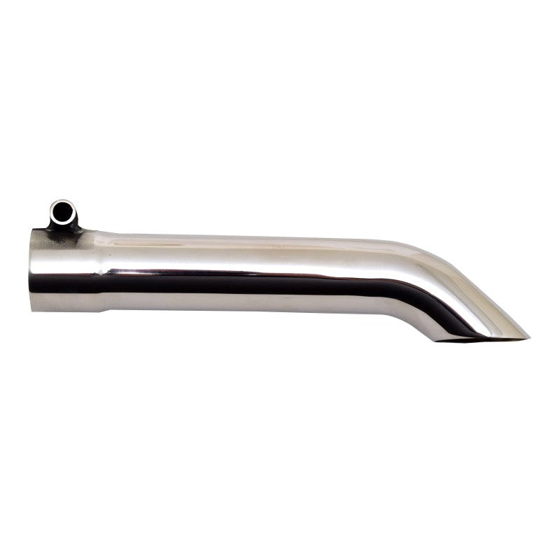 Gibson 500415 polished stainless steel turn down slash-cut exhaust tip with 1.5 inch inlet and embossed logo.