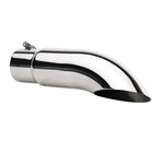 Gibson 500409 polished stainless steel turn-down slash-cut exhaust tip with 2.25 inch inlet and embossed logo.