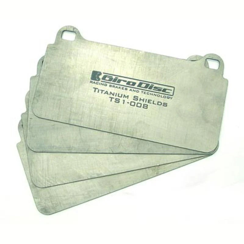 GiroDisc titanium front brake pad thermal shields for Porsche 911 Carrera 991.1 with PCCB brakes.