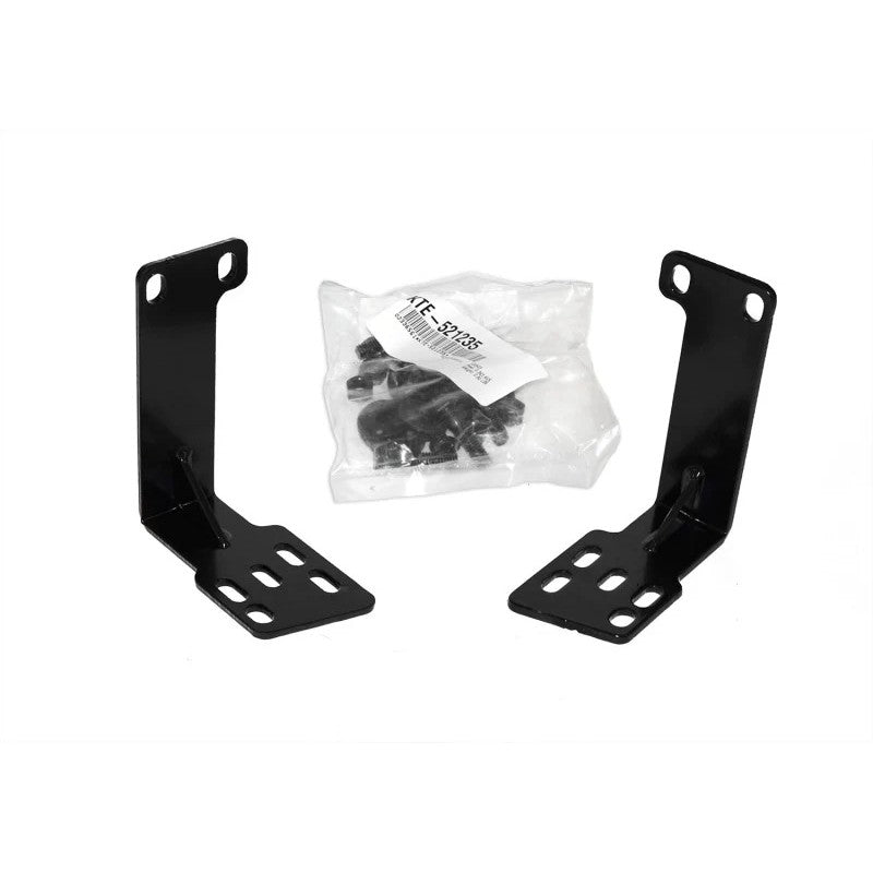 Pair of heavy-duty black steel Go Rhino RC2 bull bar mounting brackets for 2002-2005 Dodge Ram trucks.