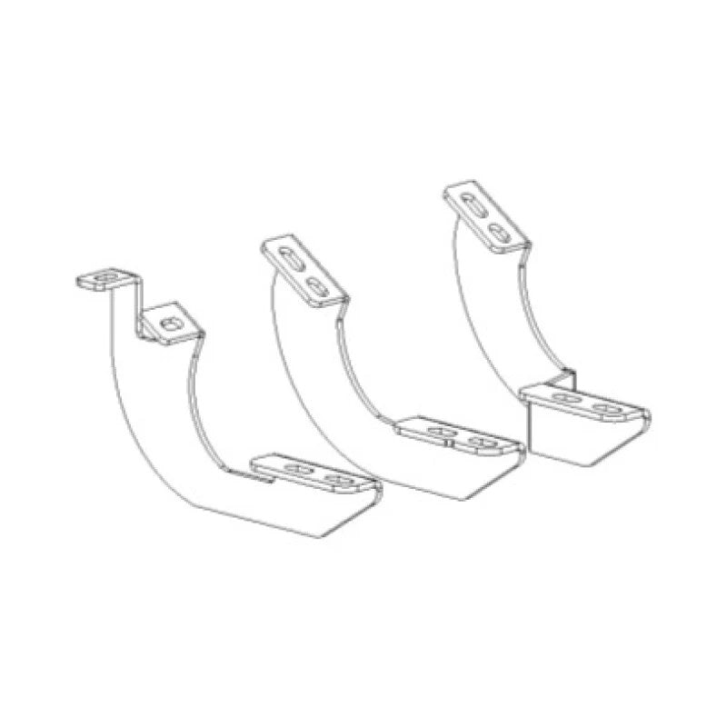 Textured black heavy-duty steel mounting brackets for Go Rhino V3 and RB Slim running boards on a 2024-2026 Toyota Tacoma.