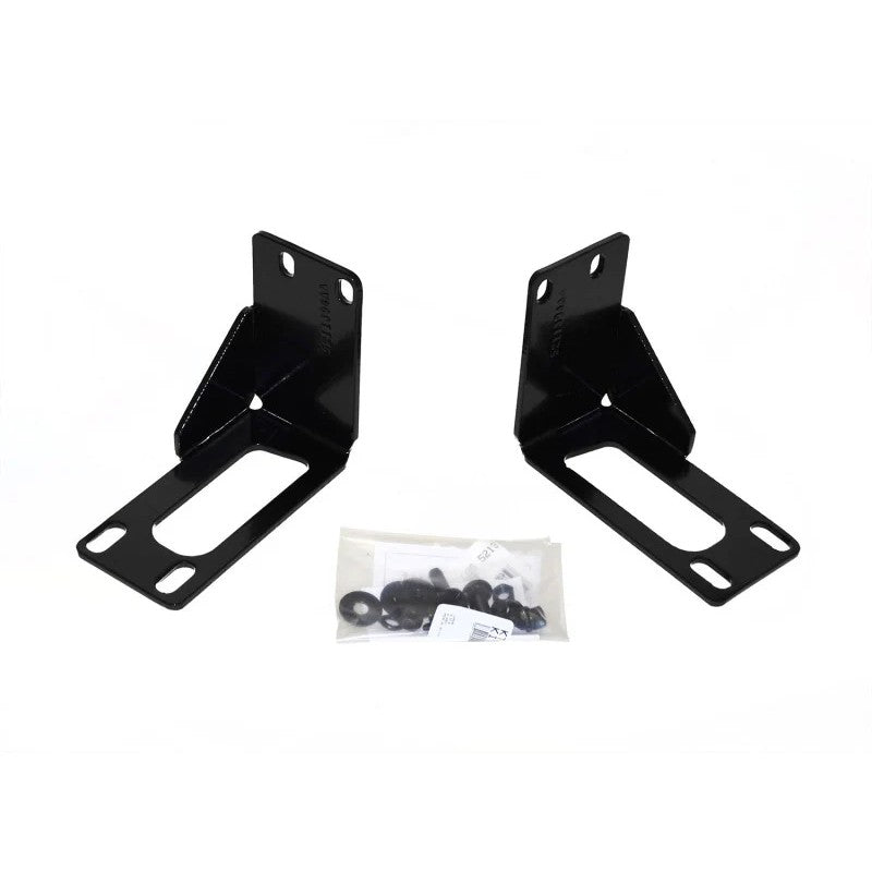 Black heavy-duty steel mounting brackets for Go Rhino RC2 bull bars on 1999-2007 Ford Super Duty trucks.