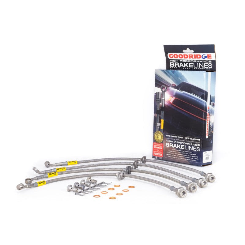 Goodridge stainless steel braided brake lines for 2003-2007 Honda Accord with rear disc brakes.