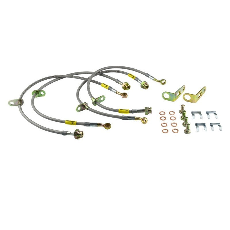 Goodridge 20024 stainless steel braided brake lines with silver end fittings for 2006-2011 Honda Civic.