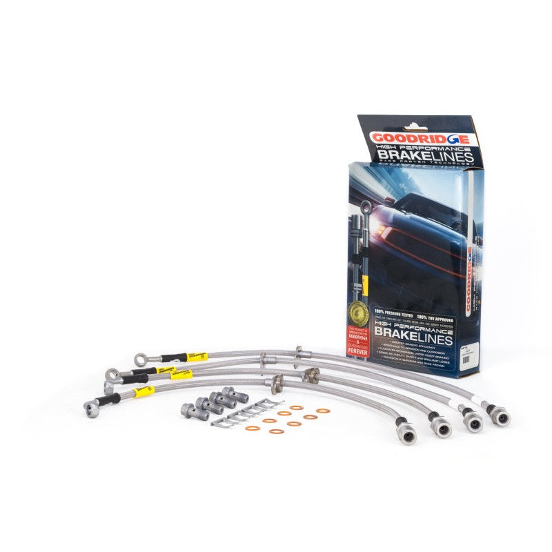 Goodridge stainless steel braided brake lines with silver fittings for 2009-2013 Subaru Forester