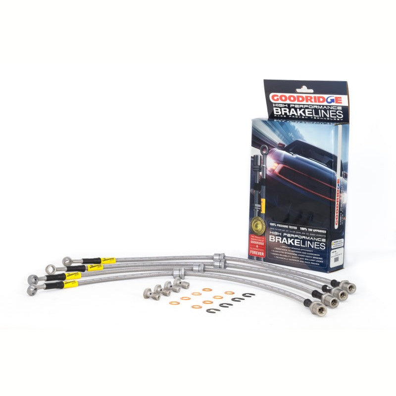 Goodridge stainless steel braided brake line kit with PTFE liner for 1990-2001 Subaru Legacy and Impreza