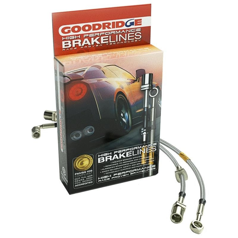 Goodridge 20076 stainless steel braided brake line kit with PTFE inner liner and steel fittings for 1991-1995 Acura Legend