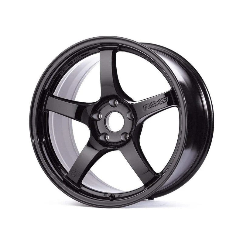 Gram Lights 57CR 5-spoke performance wheel in a glossy Glass Black finish, 18x9.5 size with +38 offset