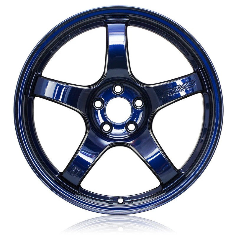 Gram Lights 57CR five-spoke wheel in Eternal Blue Pearl finish, 19x9.5 size with +25mm offset.