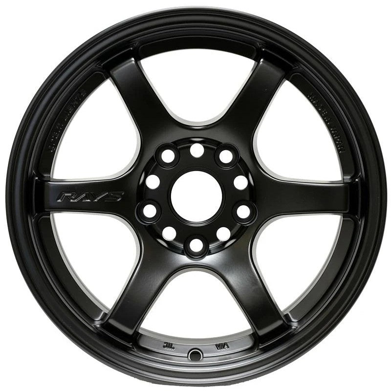 Gram Lights 57DR six-spoke concave wheel in Semi Gloss Black finish, 15x8.0 size with 4x100 bolt pattern.