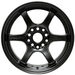 Gram Lights 57DR concave 6-spoke wheel in Semi Gloss Black finish, 15x8.0 size with 4x100 bolt pattern.