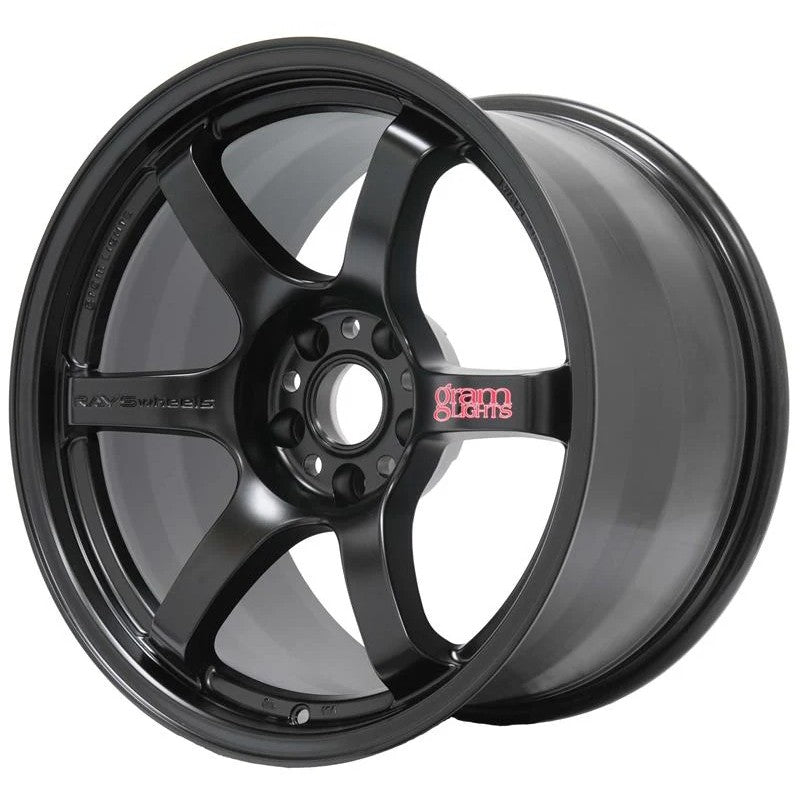 Gram Lights 57DR concave 6-spoke wheel in semi gloss black, 17x9.0 size with +22 offset.