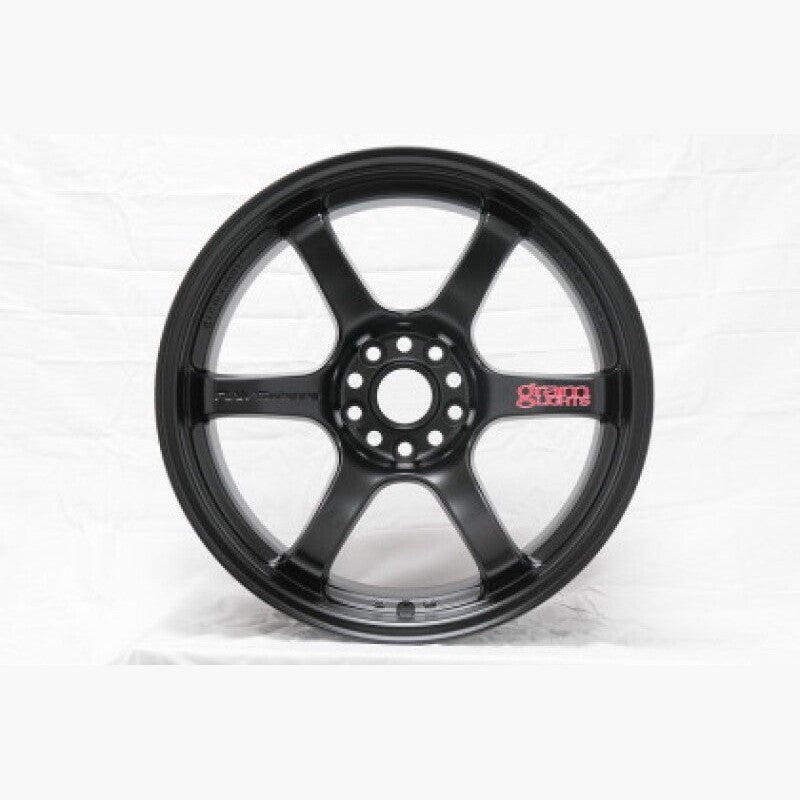 Gram Lights 57DR six-spoke monoblock wheel in Semi Gloss Black, size 18x9.5 with +38 offset and 5x120 bolt pattern.