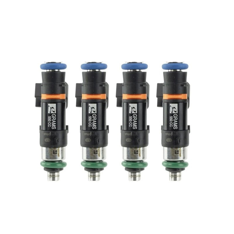 Set of four Grams Performance 550cc high impedance fuel injectors for Mazda Miata.