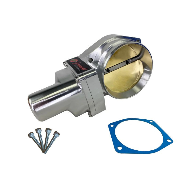 Natural finish Granatelli 103mm drive-by-wire throttle body for GM LS3, LSA, and LSX engines.