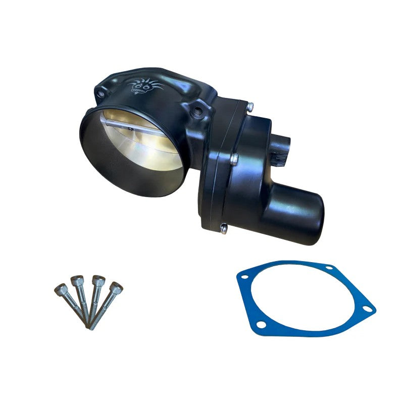 Black Granatelli Malevolent Series 103mm drive-by-wire throttle body for GM LS3, LSA, and LSX engines.