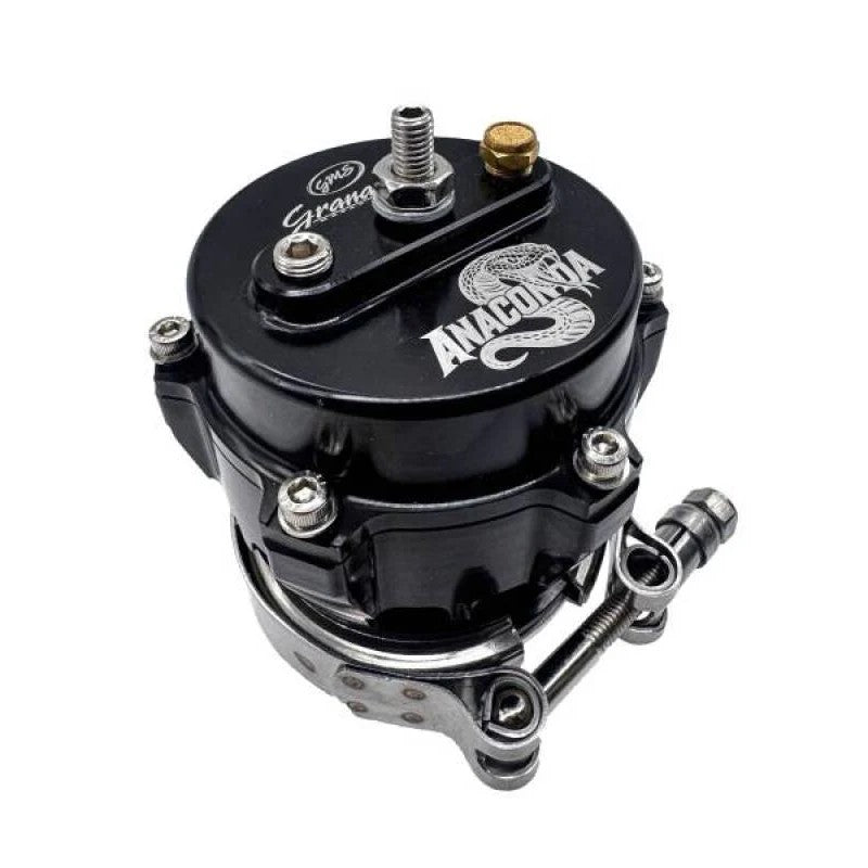 Granatelli Anaconda series 64mm blow off valve showing the high-flow bore and performance housing.