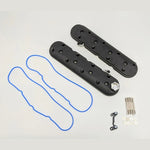 Granatelli black wrinkle finish standard height valve covers with angled coil mounts for GM LS engines.