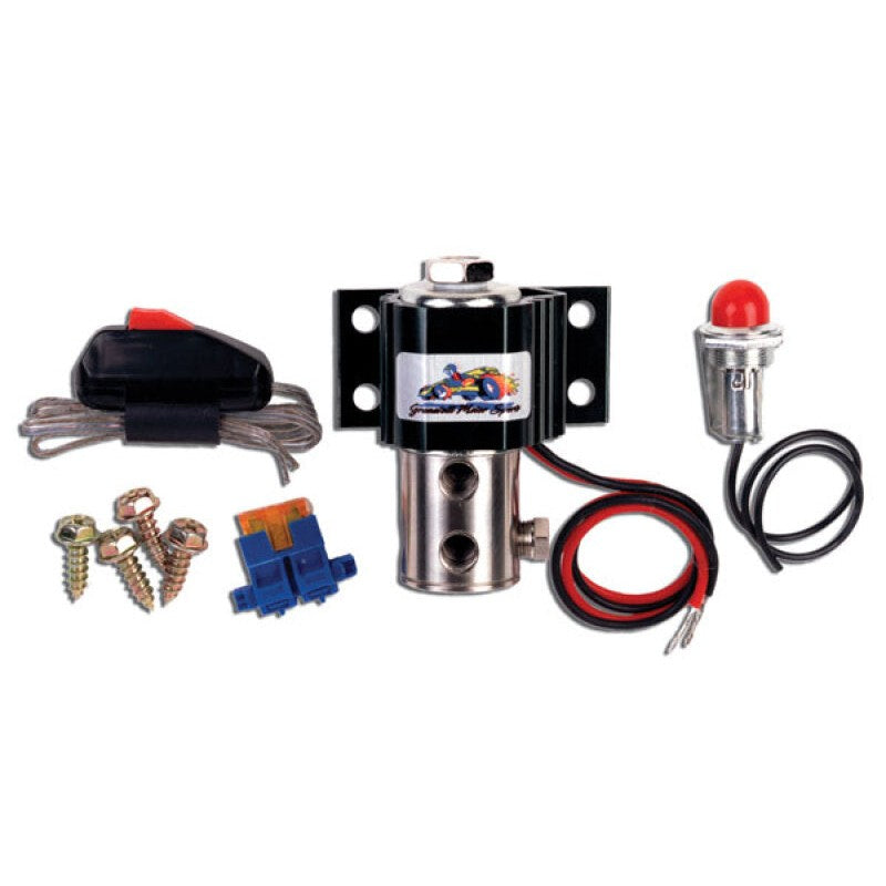 Granatelli Tire Fryer 4-port universal line lock solenoid kit with activation switch, fuse, and indicator light.
