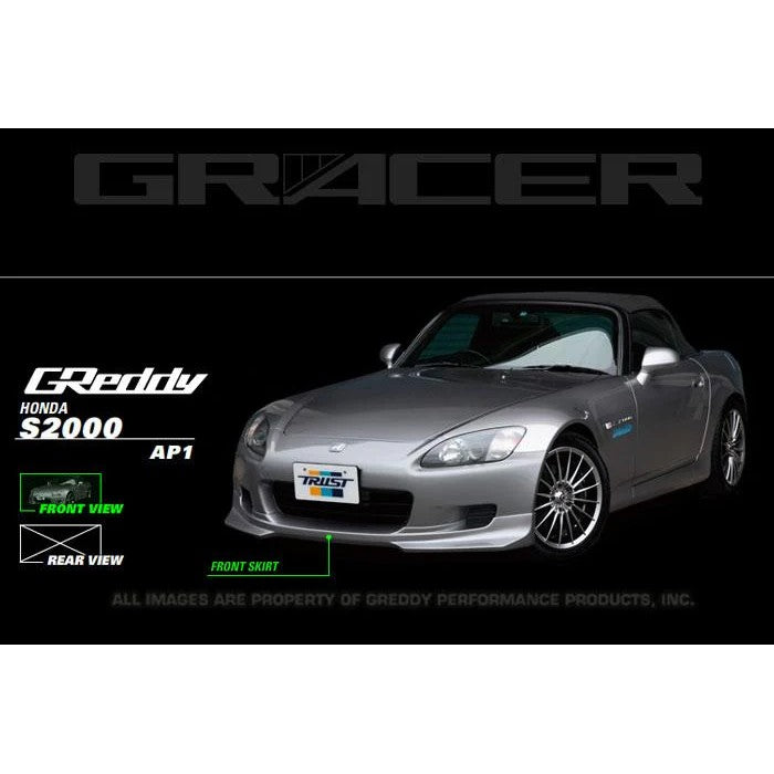 GReddy black urethane front lip spoiler designed for the 2000-2003 Honda S2000 front bumper.