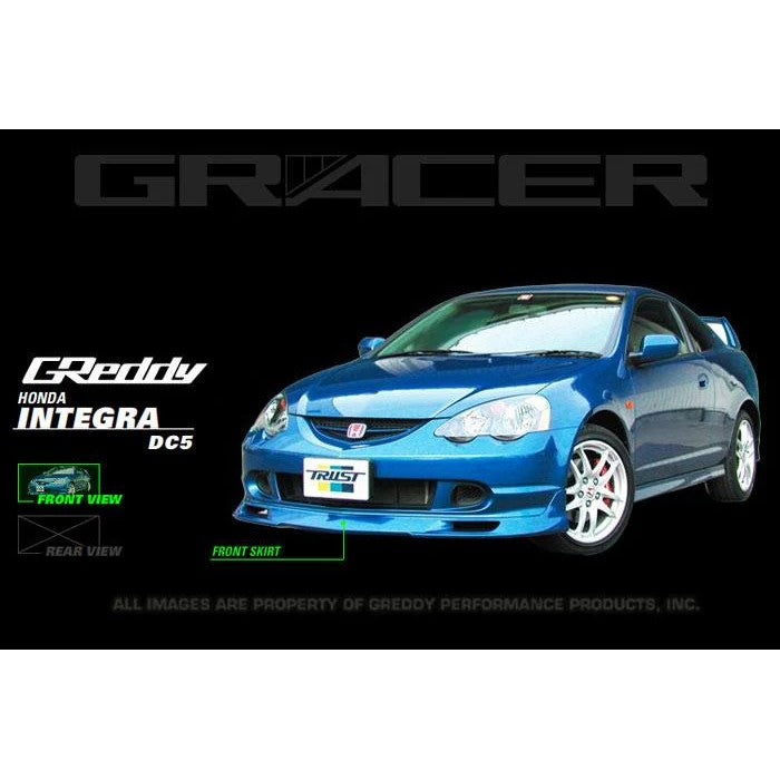GReddy unpainted urethane front lip spoiler for 2002-2004 Acura RSX Base and Type-S models.