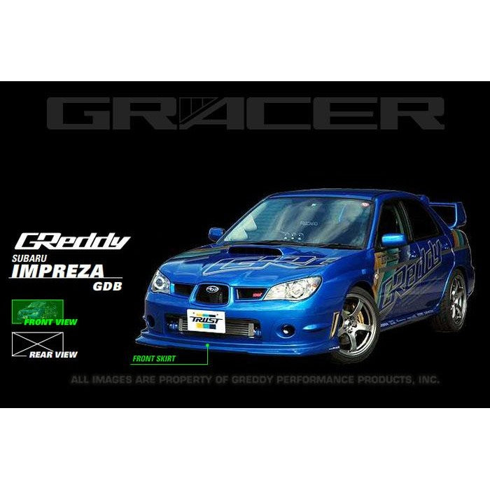 GReddy FRP front lip spoiler unpainted finish for 2006-2007 Subaru Impreza WRX and STI Hawkeye models.