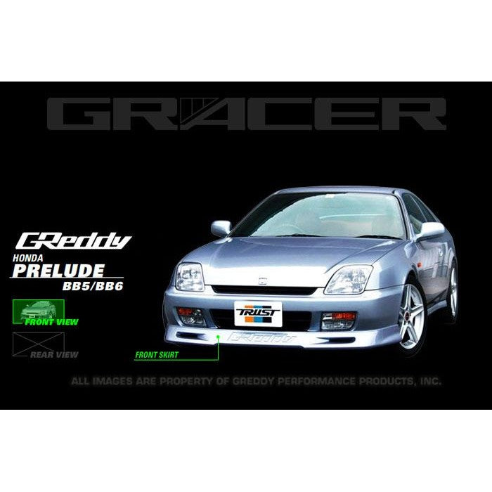 GReddy black urethane front lip spoiler for 1997-2001 Honda Prelude Base and Type SH front bumpers