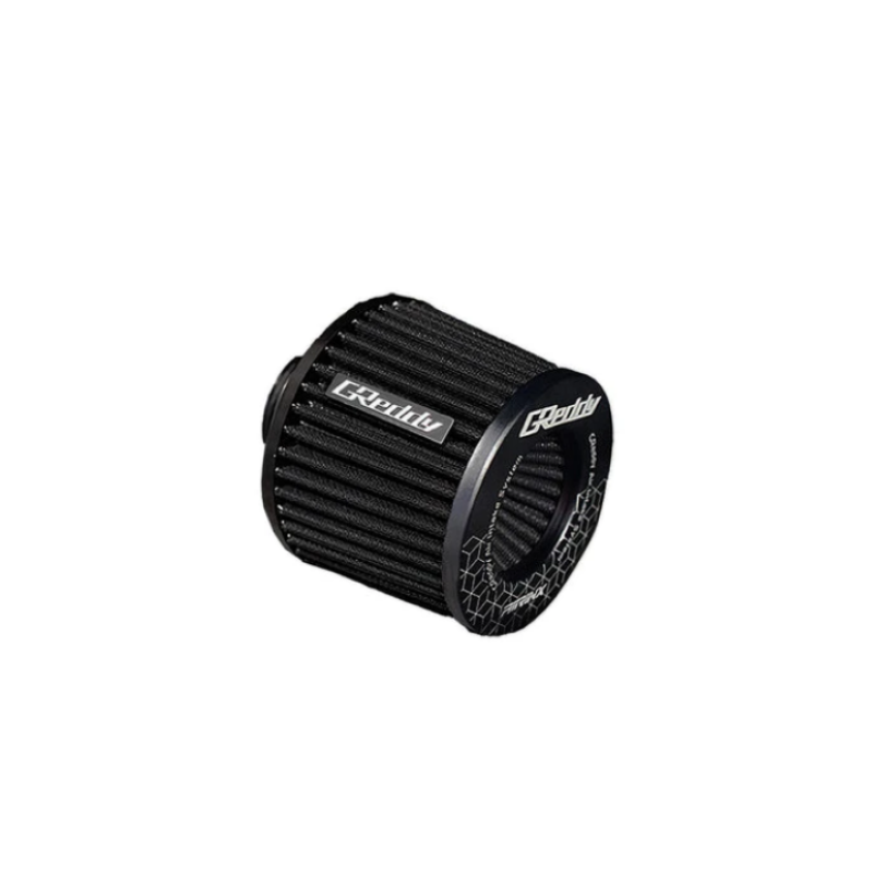 GReddy Airinx S universal dry air filter featuring a 70mm inlet and pleated synthetic filtration media.