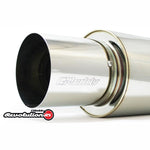 GReddy Revolution RS series universal exhaust muffler with 2.5 inch inlet and 3-bolt removable tip.