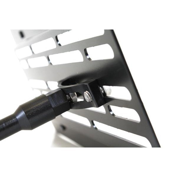 GrimmSpeed license plate relocation bracket with tow hook mounting post for 2002-2007 Subaru Impreza and Saab 9-2X.
